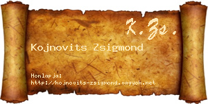 Kojnovits Zsigmond névjegykártya